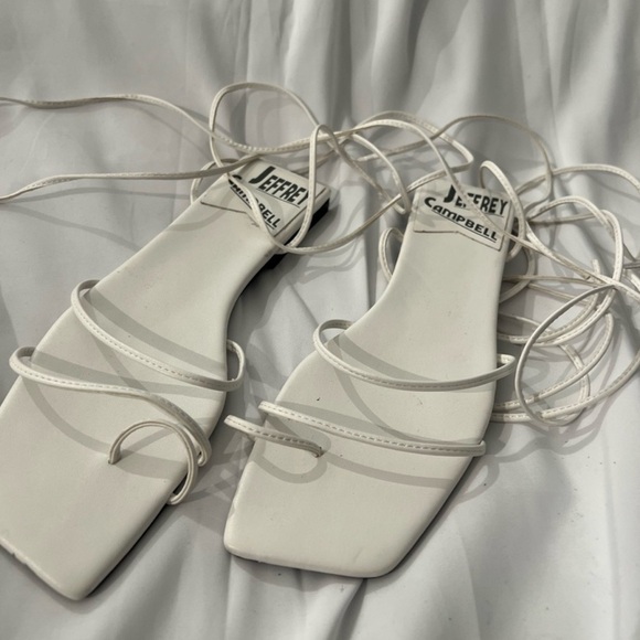 NWOT RARE Jeffrey Campbell Lace Up Flat Sandals in White Size 7.5 - Picture 10 of 10